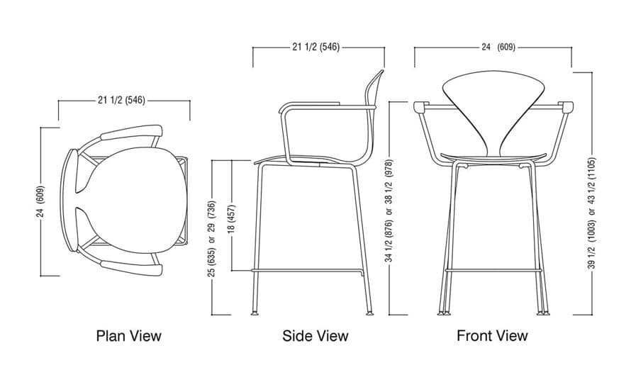 cherner metal leg stool with arms