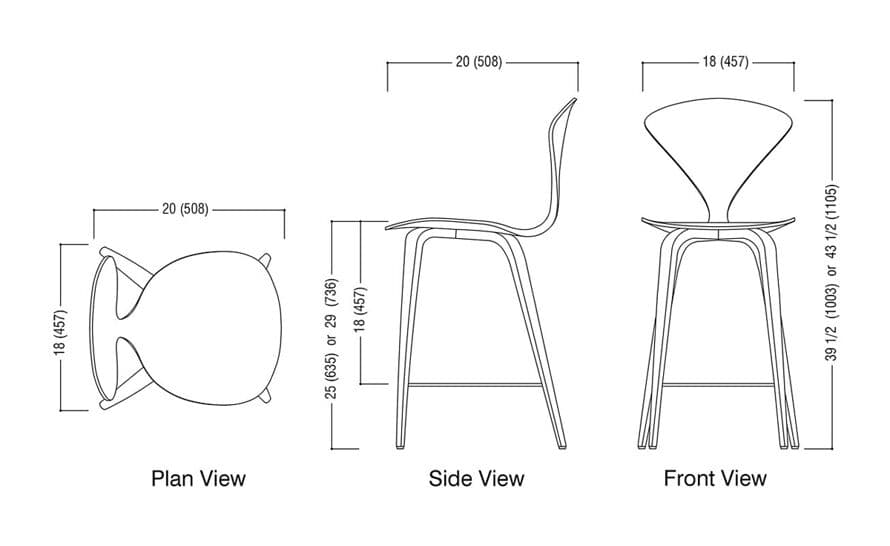 cherner wood leg stool