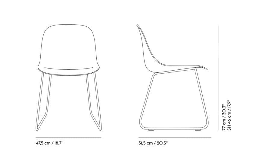 fiber side chair with sled base