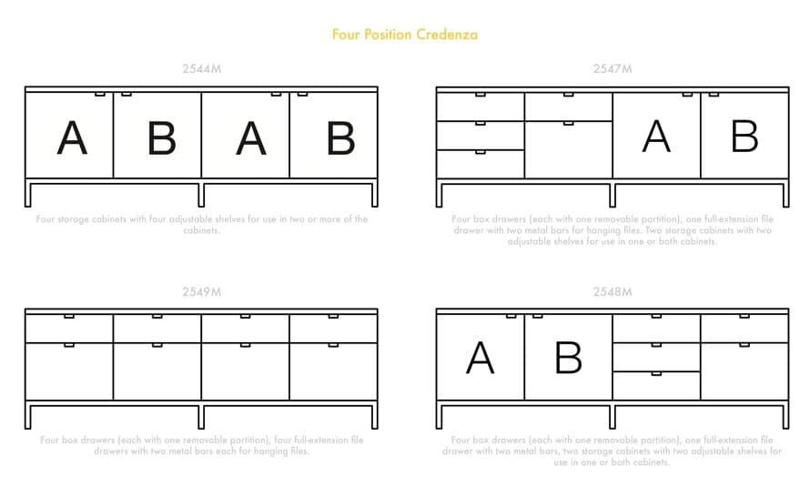 florence knoll 4 position credenza