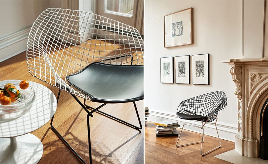 bertoia small diamond chair two tone with seat cushion