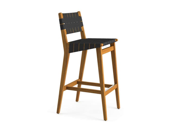 risom outdoor stool with webbed back