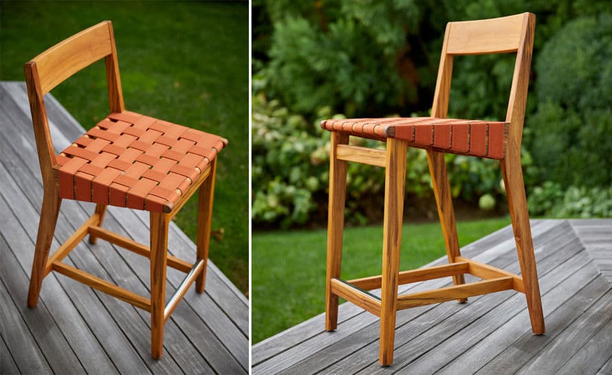 jens risom outdoor stool with wood back