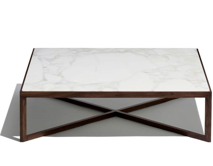 krusin square coffee table with walnut frame