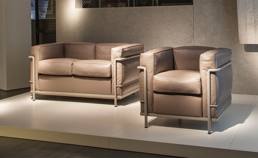 le corbusier lc2 two seat sofa with down cushions