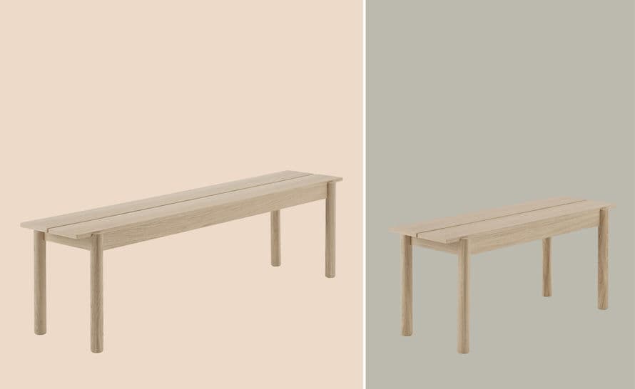 linear wood bench