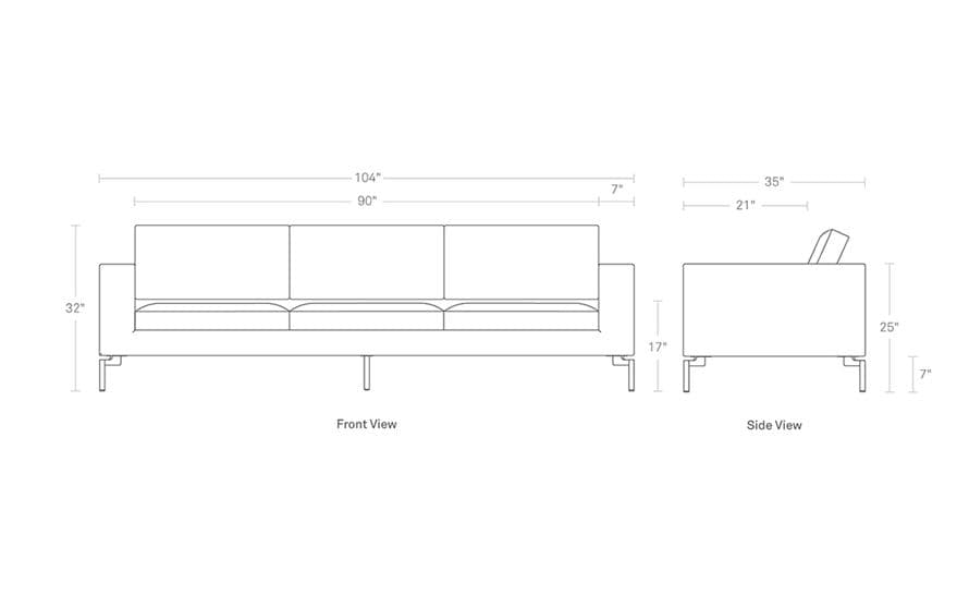 new standard 104" sofa
