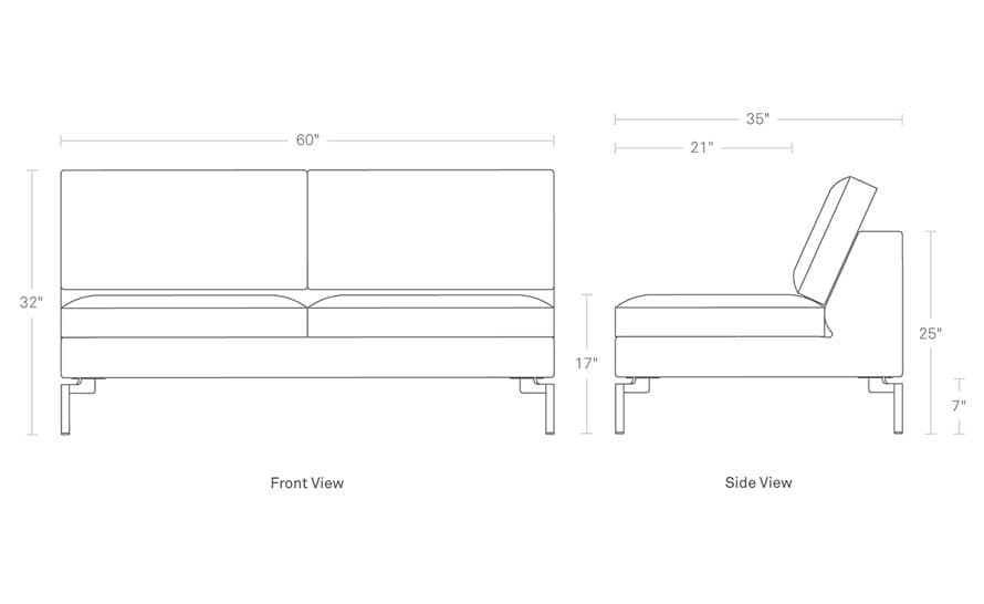 new standard armless sofa