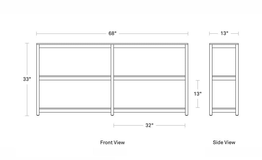 open plan large low bookcase