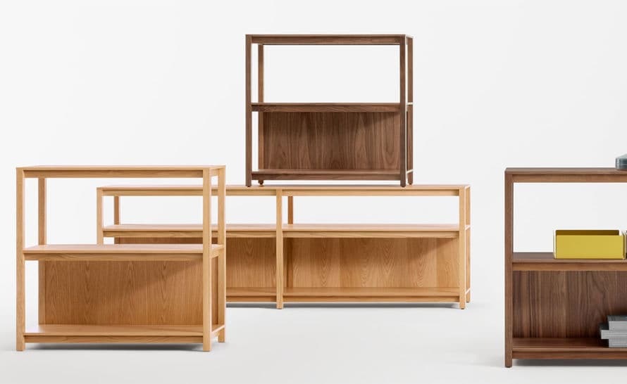 open plan long and low bookcase
