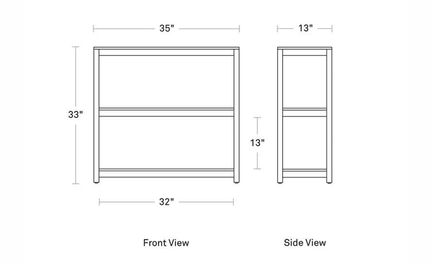 open plan small low bookcase by blu dot