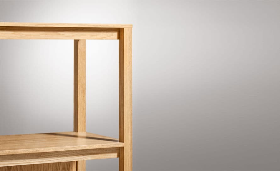 open plan small low bookcase by blu dot
