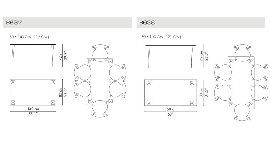 rectangular span leg table 63"