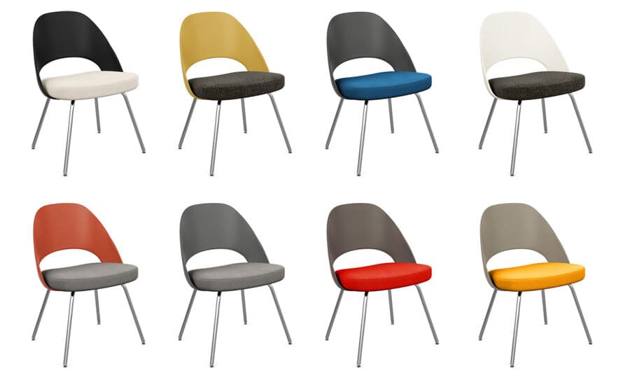 saarinen plastic back side chair with tubular legs