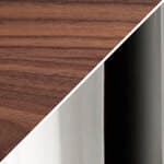 21" diameter walnut top - 870 finish / polished stainless steel base, flute, & stem