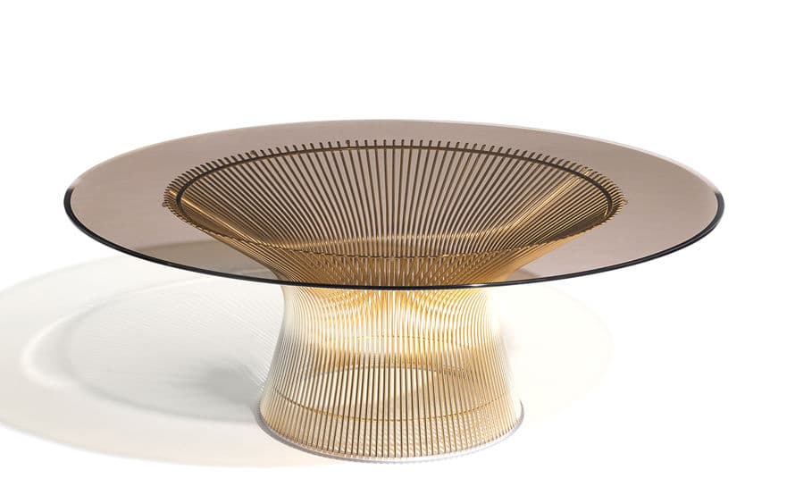 platner gold plated coffee table 42.25" dia.