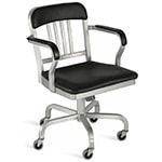 emeco navy semi-upholstered swivel armchair